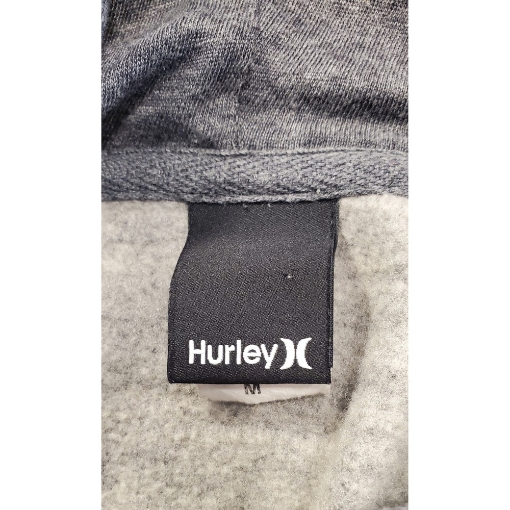 Hurley Mens Full Zip Hoodie Charcoal Grey Blue Graphic Logo Fleece Sweatshirt M - Picture 6 of 8